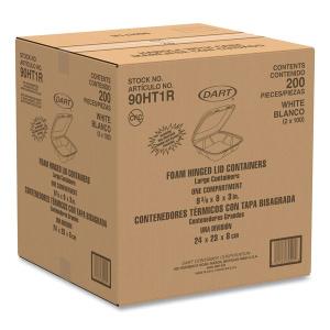 90ht1 White Foam Hinged Lid Container 1 Compartment Dart - 200ct