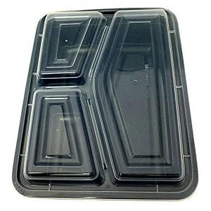 3-compartments Black Rectangular Microwaveable Container Re-3c - 150ct