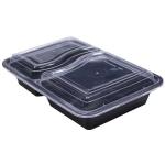 2-compartments Black Rectangular Microwaveable Container Re-2c - 150ct