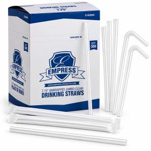 Wrapped Flex White Straws 7-5/8" E161001W Empress - 400Ct