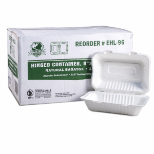 9"X6" Molded Fiber Hinged Container White Ehl-96-Pf Empress Earth - 250Ct