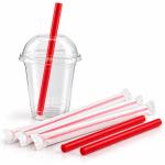 Wrapped Jumbo Red Straws 7.75" Esj775Rsw Empress - 24/500Ct