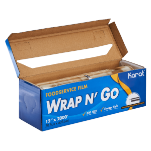 12" X 2000' Wrap N’ Go Foodservice Film W/ Cutter Fw-Wng1220 Karat - 1Roll