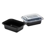 12 Oz Microwaveable Black W/clear Lids, Rectangular Im-fc1012b Karat - 150ct