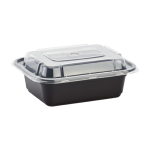 12 Oz Microwaveable Black W/clear Lids, Rectangular Im-fc1012b Karat - 150ct