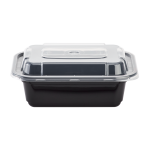 12 Oz Microwaveable Black W/clear Lids, Rectangular Im-fc1012b Karat - 150ct
