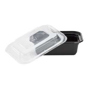 12 Oz Microwaveable Black W/clear Lids, Rectangular Im-fc1012b Karat - 150ct