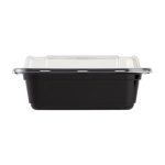 12 Oz Microwaveable Black W/clear Lids, Rectangular Im-fc1012b Karat - 150ct
