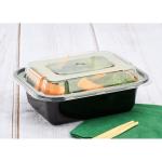 12 Oz Microwaveable Black W/clear Lids, Rectangular Im-fc1012b Karat - 150ct