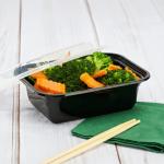 12 Oz Microwaveable Black W/clear Lids, Rectangular Im-fc1012b Karat - 150ct