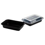 16 Oz Microwaveable Black W/clear Lids, Rectangular Im-fc1016b Karat - 150ct