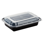 16 Oz Microwaveable Black W/Clear Lids, Rectangular Im-Fc1016B Karat - 150Ct