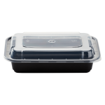 16 Oz Microwaveable Black W/Clear Lids, Rectangular Im-Fc1016B Karat - 150Ct