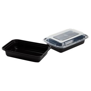 16 Oz Microwaveable Black W/Clear Lids, Rectangular Im-Fc1016B Karat - 150Ct