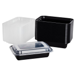16 Oz Microwaveable Black W/Clear Lids, Rectangular Im-Fc1016B Karat - 150Ct