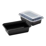 24 Oz Microwaveable Black W/clear Lids, Rectangular Im-fc1024b Karat - 150ct