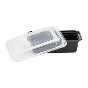 24 Oz Microwaveable Black W/clear Lids, Rectangular Im-fc1024b Karat - 150ct