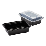 24 Oz Microwaveable Black W/clear Lids, Rectangular Im-fc1024b Karat - 150ct