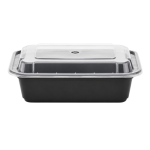 24 Oz Microwaveable Black W/clear Lids, Rectangular Im-fc1024b Karat - 150ct