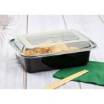 24 Oz Microwaveable Black W/clear Lids, Rectangular Im-fc1024b Karat - 150ct