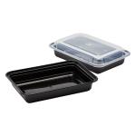 28 Oz Microwaveable Black W/clear Lids, Rectangular Im-fc1028b Karat - 150ct