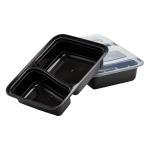 30 Oz 2-compartments Microwaveable Black W/clear Lids, Rectangular Im-fc1030b-2c Karat - 150ct