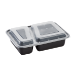 30 Oz 2-compartments Microwaveable Black W/clear Lids, Rectangular Im-fc1030b-2c Karat - 150ct
