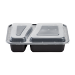 30 Oz 2-compartments Microwaveable Black W/clear Lids, Rectangular Im-fc1030b-2c Karat - 150ct