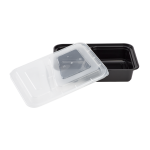 30 Oz 2-compartments Microwaveable Black W/clear Lids, Rectangular Im-fc1030b-2c Karat - 150ct