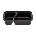 30 Oz 2-compartments Microwaveable Black W/clear Lids, Rectangular Im-fc1030b-2c Karat - 150ct