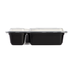30 Oz 2-compartments Microwaveable Black W/clear Lids, Rectangular Im-fc1030b-2c Karat - 150ct