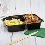 30 Oz 2-compartments Microwaveable Black W/clear Lids, Rectangular Im-fc1030b-2c Karat - 150ct