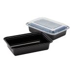 38 Oz Microwaveable Black W/clear Lids, Rectangular Im-fc1038b Karat - 150ct