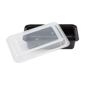 38 Oz Microwaveable Black W/clear Lids, Rectangular Im-fc1038b Karat - 150ct