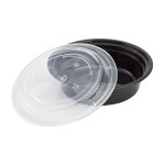 16 Oz Microwaveable Black W/clear Lids, Round Im-fc4016b Karat - 150ct