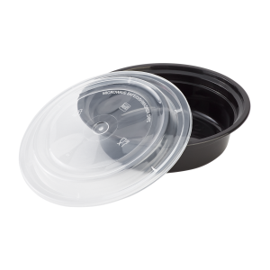 16 Oz Microwaveable Black W/clear Lids, Round Im-fc4016b Karat - 150ct