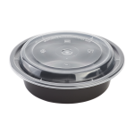 16 Oz Microwaveable Black W/clear Lids, Round Im-fc4016b Karat - 150ct