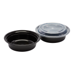 16 Oz Microwaveable Black W/clear Lids, Round Im-fc4016b Karat - 150ct