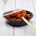 16 Oz Microwaveable Black W/clear Lids, Round Im-fc4016b Karat - 150ct