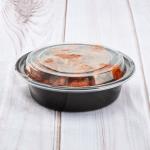 16 Oz Microwaveable Black W/clear Lids, Round Im-fc4016b Karat - 150ct