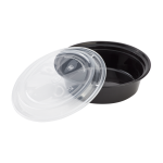 32 Oz Microwaveable Black W/clear Lids, Round Im-fc4032b Karat - 150ct