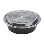 32 Oz Microwaveable Black W/clear Lids, Round Im-fc4032b Karat - 150ct