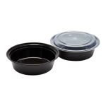 32 Oz Microwaveable Black W/clear Lids, Round Im-fc4032b Karat - 150ct
