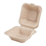 6"x6" Bagasse Hinged Container Natural Pfas Free Ke-bhc66n-1cff Karat - 500ct