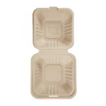 6"x6" Bagasse Hinged Container Natural Pfas Free Ke-bhc66n-1cff Karat - 500ct