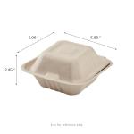 6"x6" Bagasse Hinged Container Natural Pfas Free Ke-bhc66n-1cff Karat - 500ct