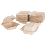 6"x6" Bagasse Hinged Container Natural Pfas Free Ke-bhc66n-1cff Karat - 500ct