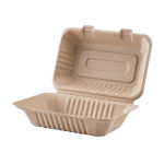 9"X6" Bagasse Hinged Container Natural Pfas Free Ke-Bhc96N-1Cff Karat - 200Ct
