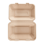 9"X6" Bagasse Hinged Container Natural Pfas Free Ke-Bhc96N-1Cff Karat - 200Ct